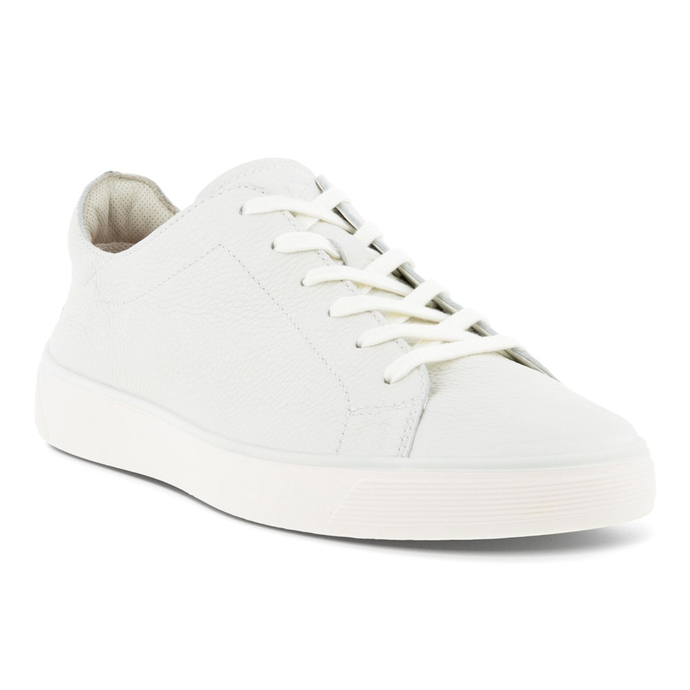 ECCO Sneakersy Męskie - Street Tray Laced - Białe - JGHSRI-295